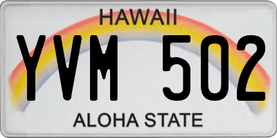 HI license plate YVM502