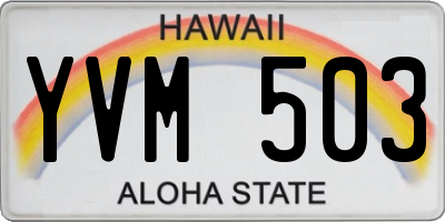 HI license plate YVM503