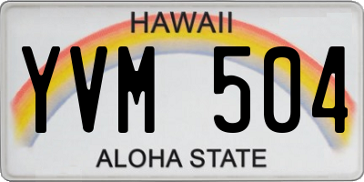HI license plate YVM504