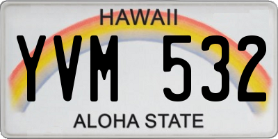 HI license plate YVM532