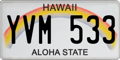 HI license plate YVM533