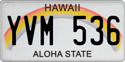 HI license plate YVM536
