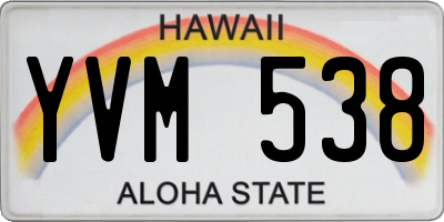 HI license plate YVM538