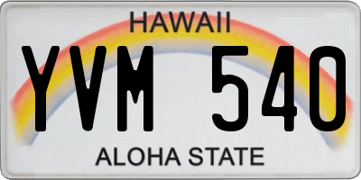 HI license plate YVM540