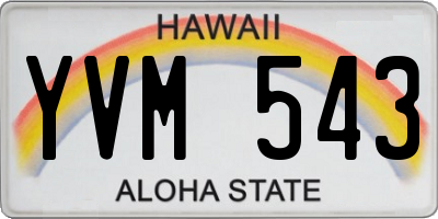 HI license plate YVM543