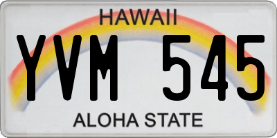 HI license plate YVM545