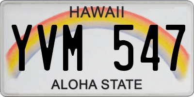 HI license plate YVM547
