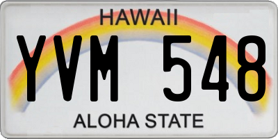HI license plate YVM548