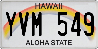 HI license plate YVM549