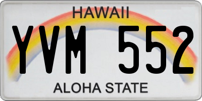 HI license plate YVM552