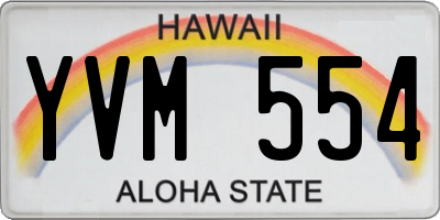 HI license plate YVM554