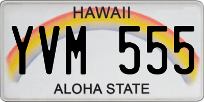 HI license plate YVM555