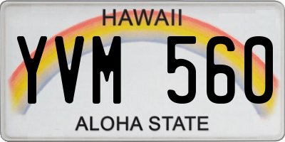 HI license plate YVM560