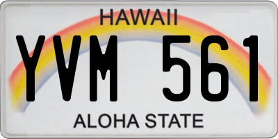 HI license plate YVM561