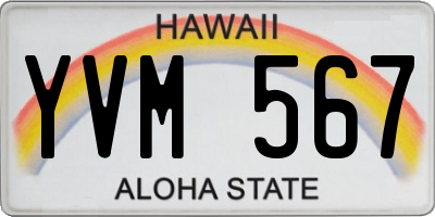 HI license plate YVM567