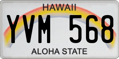 HI license plate YVM568