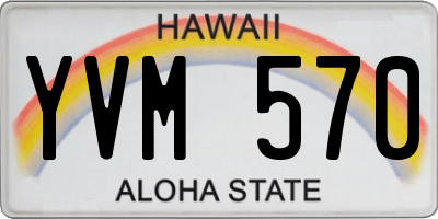 HI license plate YVM570