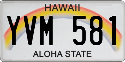HI license plate YVM581