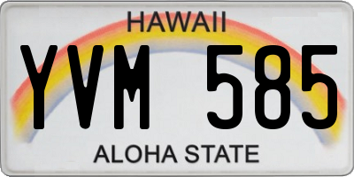 HI license plate YVM585