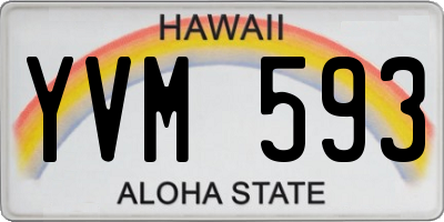 HI license plate YVM593