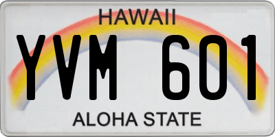 HI license plate YVM601