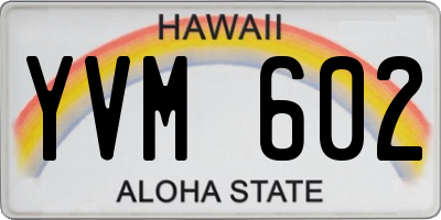 HI license plate YVM602
