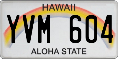 HI license plate YVM604