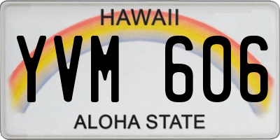 HI license plate YVM606
