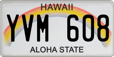 HI license plate YVM608