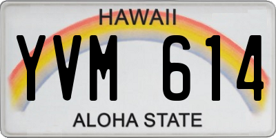 HI license plate YVM614