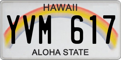HI license plate YVM617