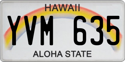 HI license plate YVM635