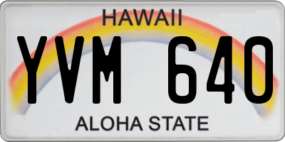 HI license plate YVM640