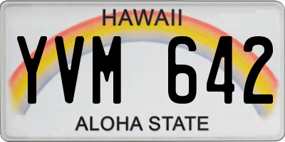 HI license plate YVM642