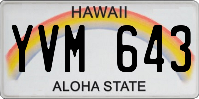 HI license plate YVM643