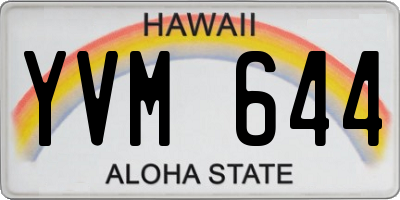 HI license plate YVM644