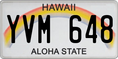 HI license plate YVM648