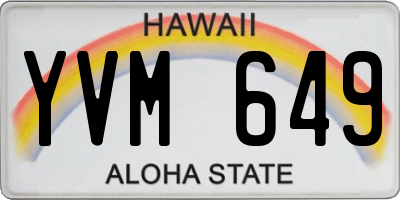 HI license plate YVM649