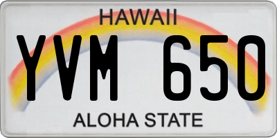 HI license plate YVM650