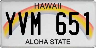 HI license plate YVM651