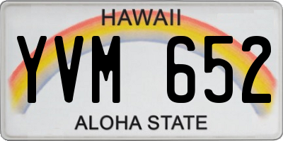 HI license plate YVM652