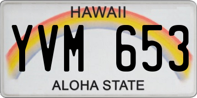 HI license plate YVM653