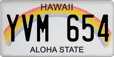 HI license plate YVM654