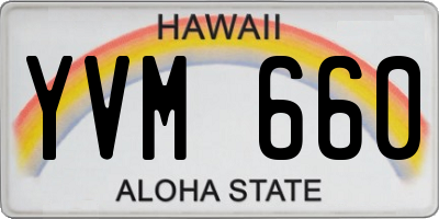 HI license plate YVM660