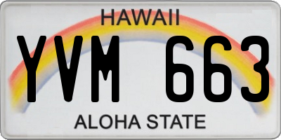 HI license plate YVM663