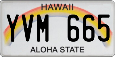 HI license plate YVM665