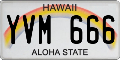 HI license plate YVM666