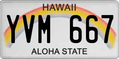HI license plate YVM667