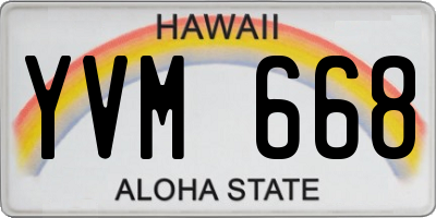 HI license plate YVM668