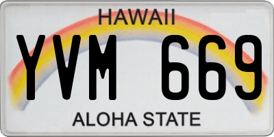 HI license plate YVM669